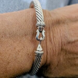 Authentic David Yurman Cable Bracelet Set With Diamonds.